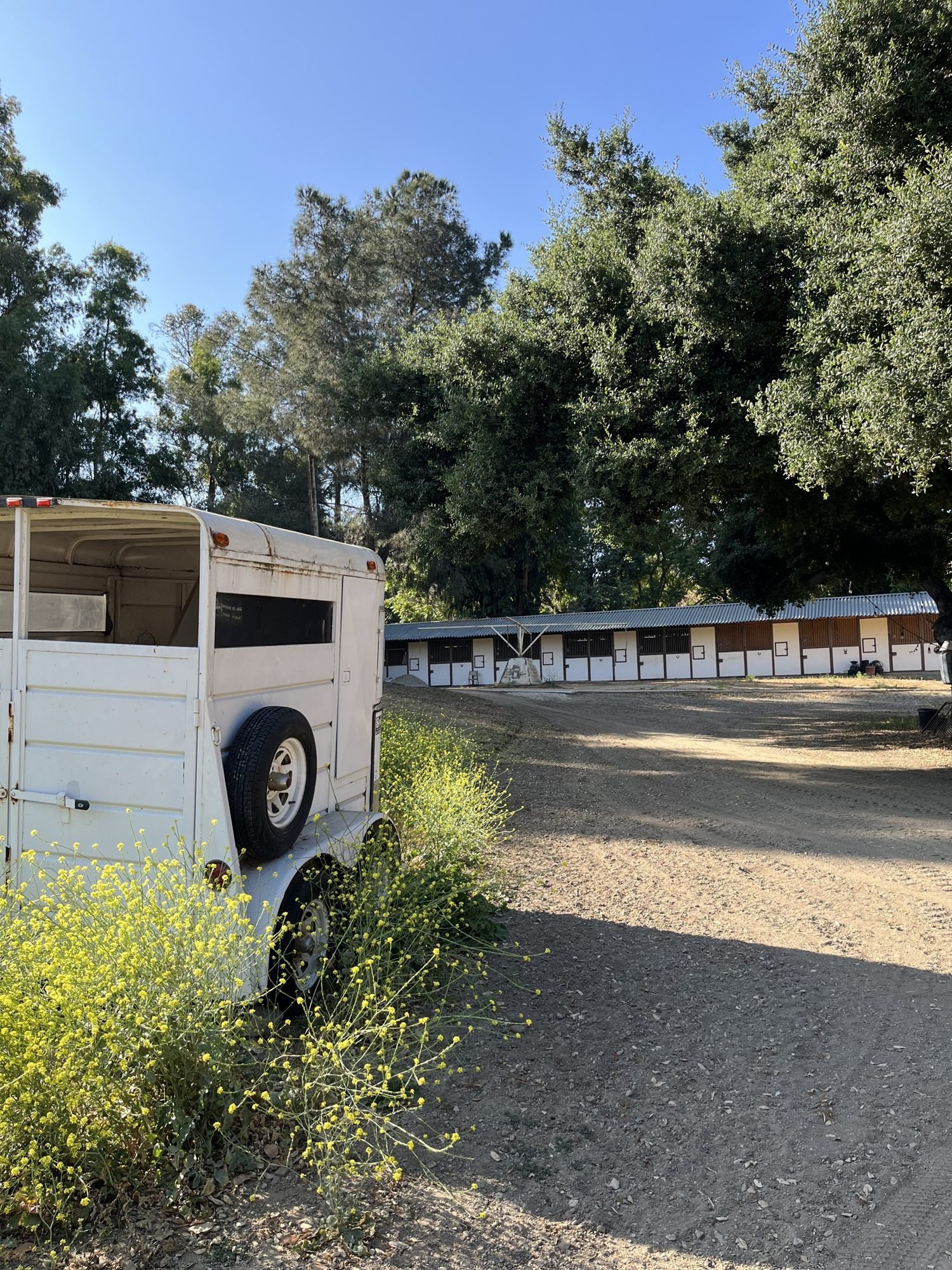 Camper parked beside the stables, available to productions, Shadow Hills Ranch